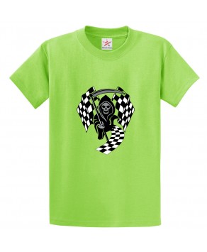 Racing Grim Repear Unisex Classic Kids and Adults T-Shirt For Halloween